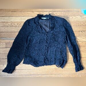 Boden Black Textured Blouse - Size 6